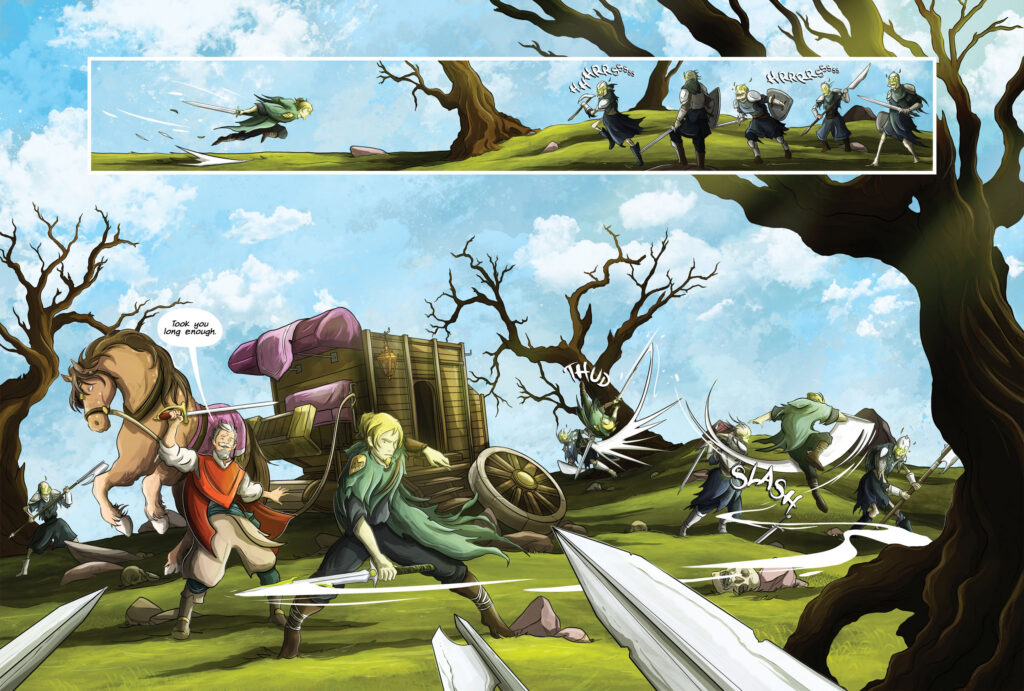 Embers, a 144-page fantasy graphic novel by Lyndon White - Pages 9 and 10