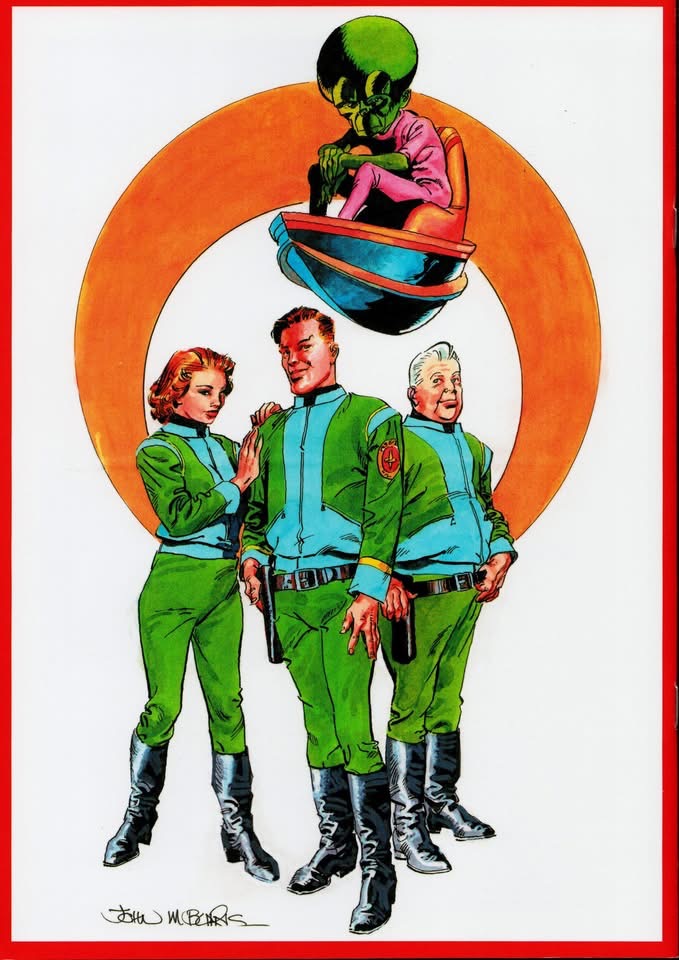 Dan Dare Pin Up by John M. Burns for Spaceship Away 59