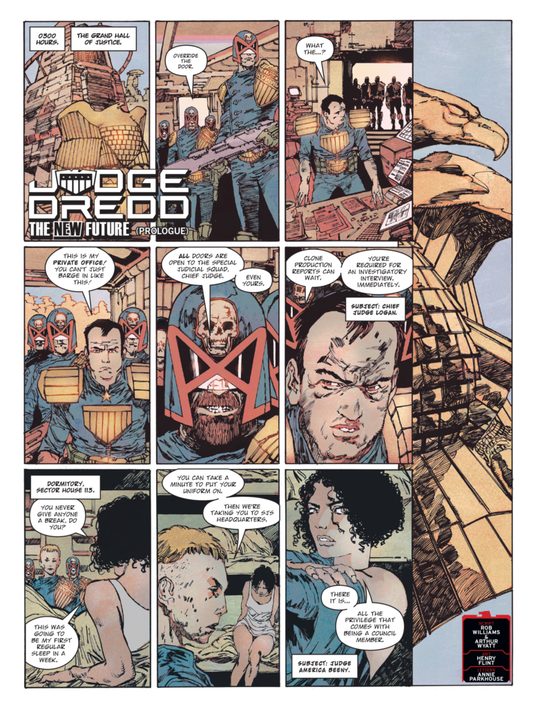 2000AD 2500 - JUDGE DREDD // THE NEW FUTURE
By Rob Williams & Arthur Wyatt (Writer) Henry Flint (Artist) Annie Parkhouse (Letterer)