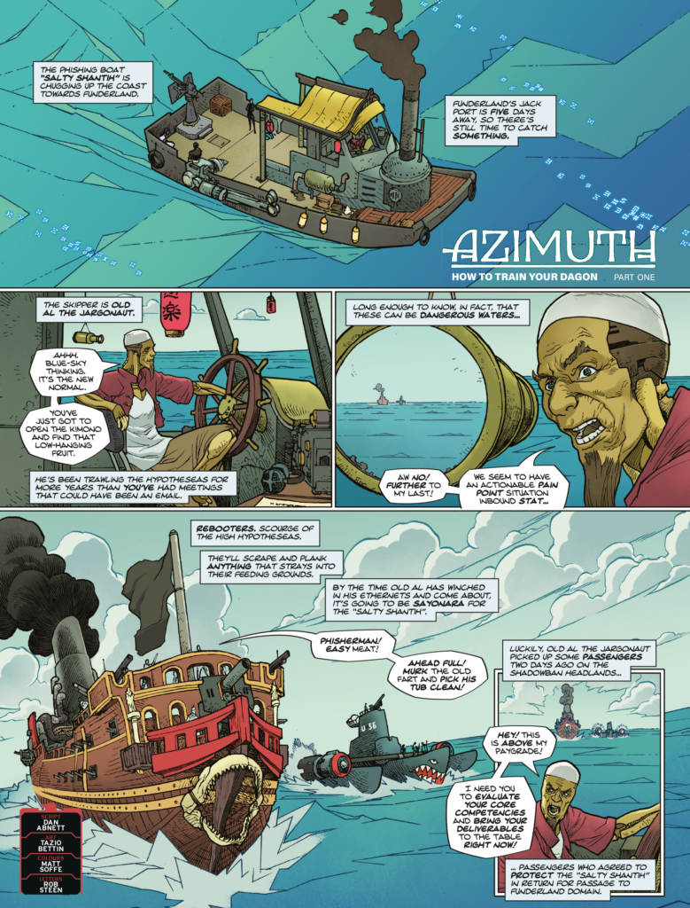 2000AD 2500 - AZIMUTH // HOW TO TRAIN YOUR DAGON
By Dan Abnett (Writer) Tazio Bettin (Artist) Matt Soffe (Colourist) Rob Steen (Letterer)
