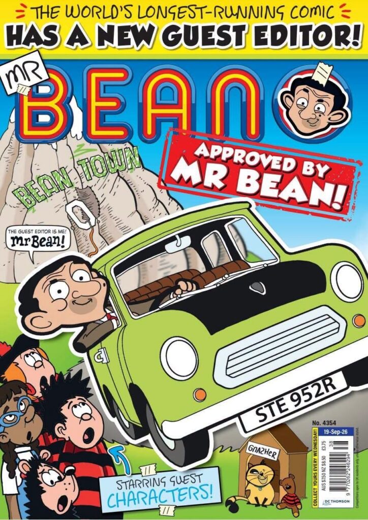 BEANO No. 4354 featuring Mr Bean. Cover by Nigel Parkinson