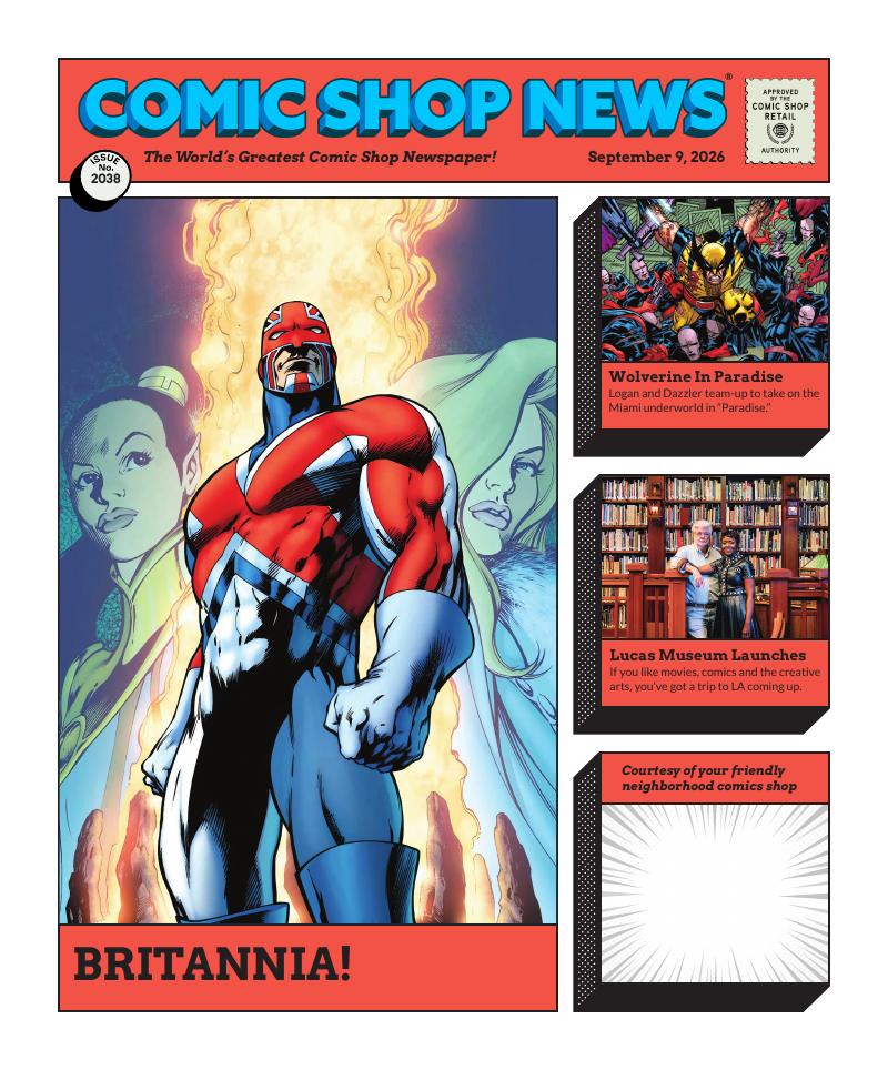 Comic Shop News, Issue 2038 9th September 2026 featuring Captain Britain, Wolverine 