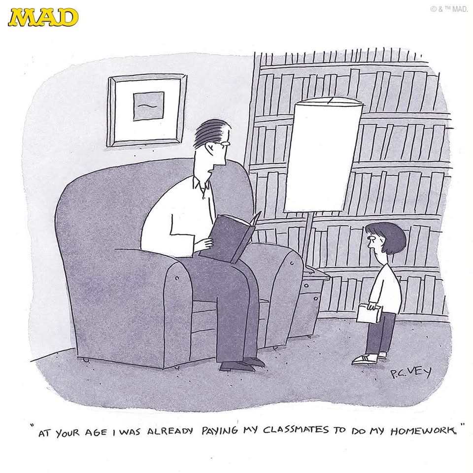 MAD Magazine: RIP to cartoonist and MAD contributor P.C. Vey. His musings about modern life (from both human and animal perspectives) will be greatly missed.