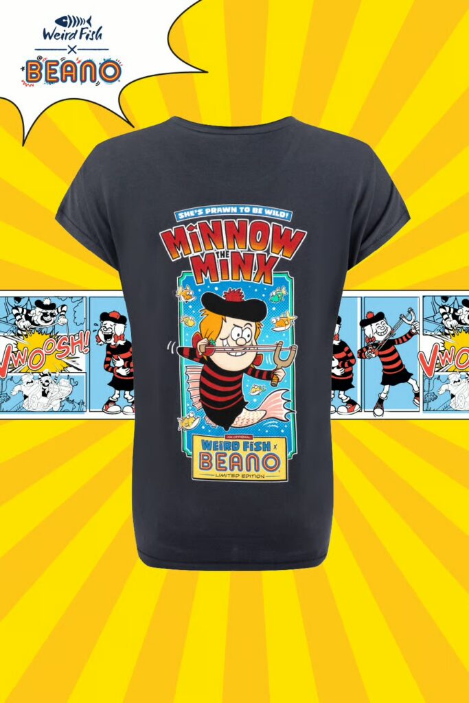 Weird Fish Minnow The Minx Beano Collaboration Back Print Artist T-Shirt Navy