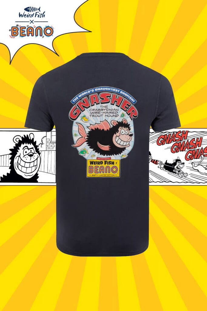 Weird Fish Gnasher Beano Collaboration Back Print Artist T-Shirt Navy