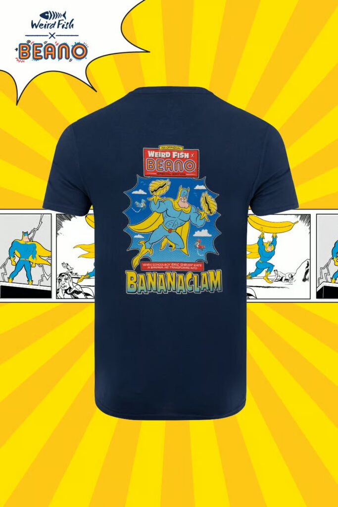 Weird Fish  BananaClam Beano Collaboration Back Print Artist T-Shirt Dark Blue