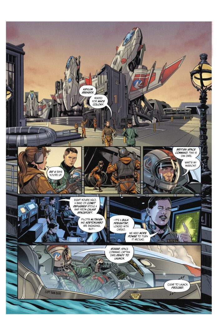 Dan Dare: First Contact by Alex de Campi and Marc Laming, coloured by Michael Woods