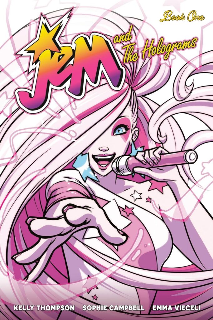 Jem and the Holograms Book One Writers: Kelly Thompson, Sophie Campbell | Artist: Jen Bartel Publisher: BOOM! Box (Penguin Random House Group) ISBN-13: 979-8892159029