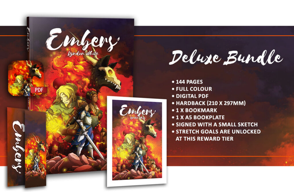 Embers, a 144-page fantasy graphic novel by Lyndon White - Reward Tier