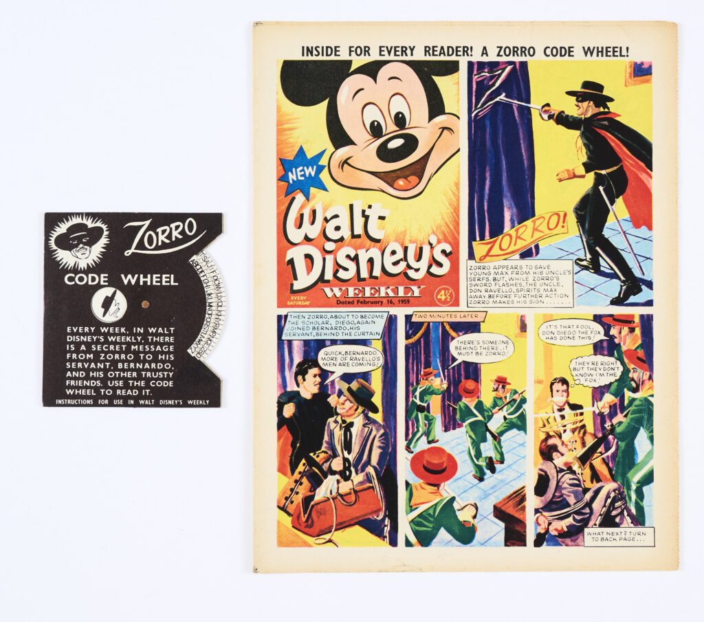 Walt Disney's Weekly No 4 (Feb 16th 1959) wfg Zorro Code Wheel. Comic [fn/vfn], free gift as new (2)