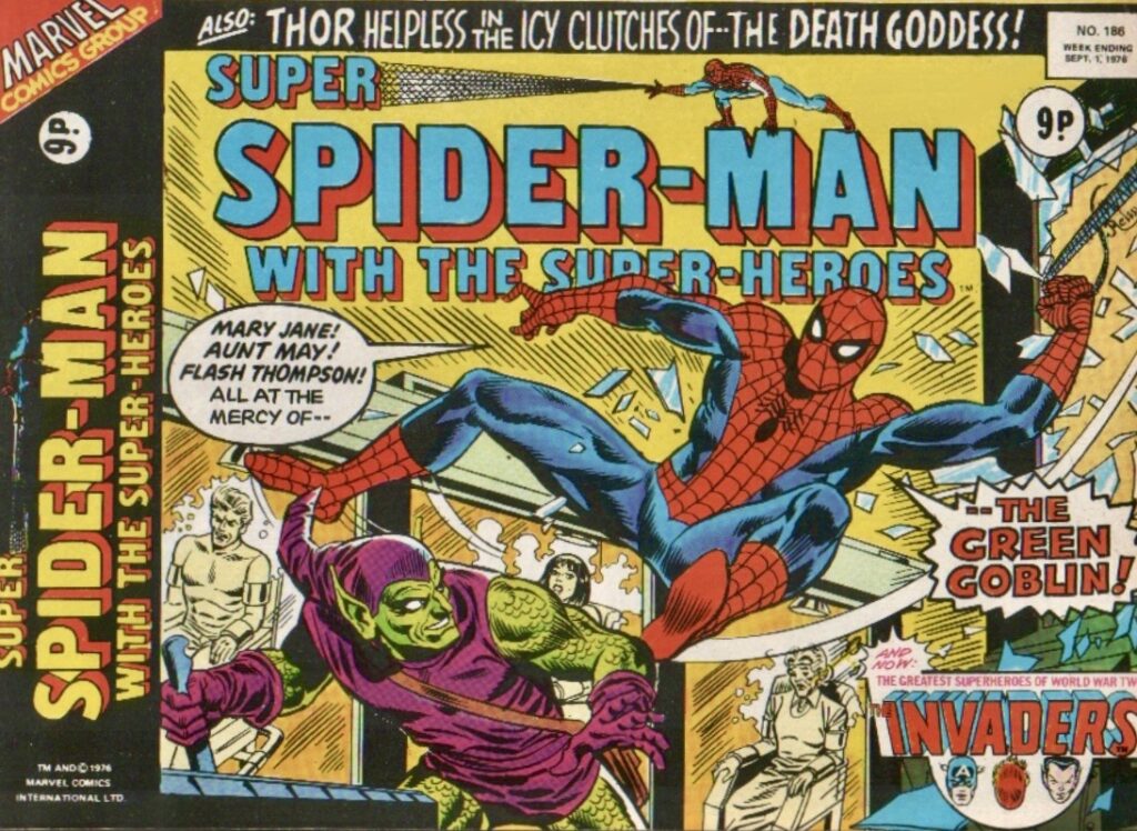 Union Jack appeared in Marvel UK’s of “The Invaders” reprint in  Super Spider-Man with the Super-Heroes, starting in #186, published a month ahead of Captain Britain’s debut