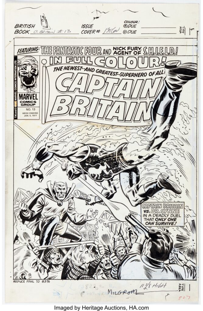Al Milgrom Captain Britain #13 Cover Original Art (Marvel UK, 1977). Sold by Heritage Auctions in 2024 for $6,000