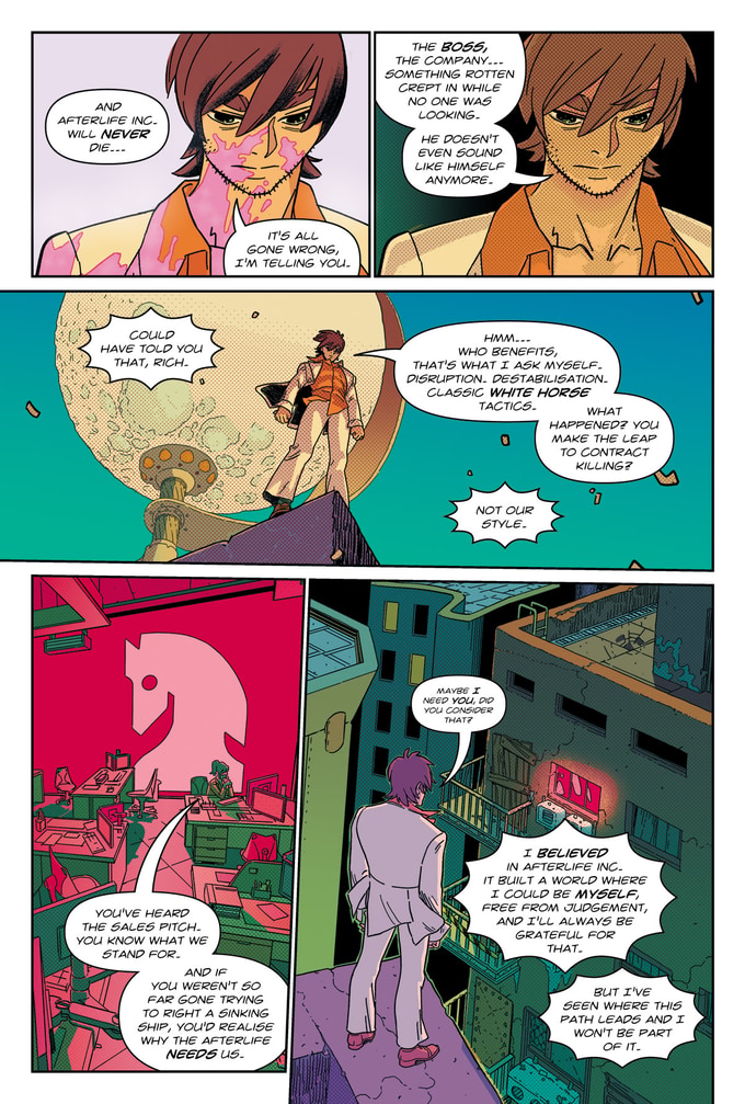 Afterlife Inc. Volume 7 – Imitation of Life by Jon Lock et al | Pencils by Raffaele Ricciardi; colours by JP Jordan; letters by Lucy Lock