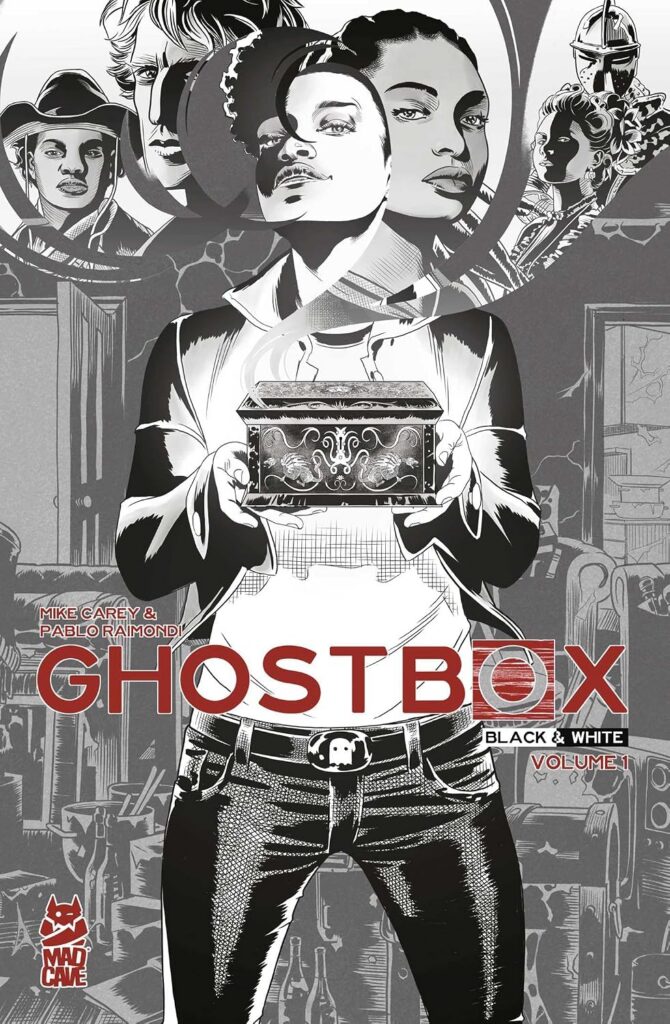 GhostBox (Black and White Edition)
Author: Mike Carey & Pablo Raimondi
Publisher Imprint: Mad Cave Studios
On sale 13th October 2026
ISBN: 978-1545837320