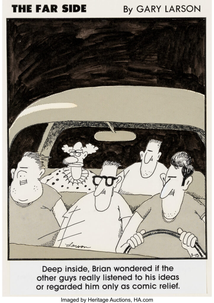 Gary Larson The Far Side Single-Panel Daily Comic Strip Original Art dated 3-15-85 (Chronicle Features, 1985)