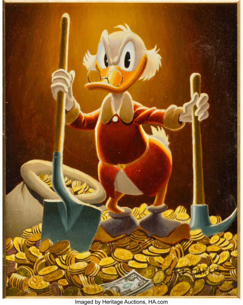 Carl Barks Pick and Shovel Laborer Uncle Scrooge Painting Original Art (1974)