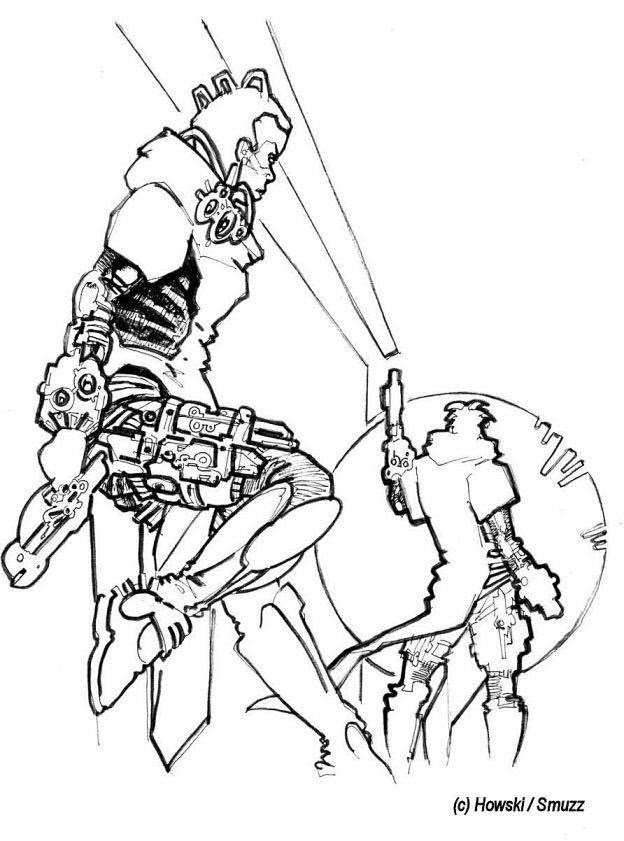 Long, long ago in a (primitive) cyberspace far away, an aliens-heavy strip was planned by Smuzz with Matt Howarth. Like so many, it went out on its merry way and the Men In Suits said "Naaa". So it goes. Here’s a character design…