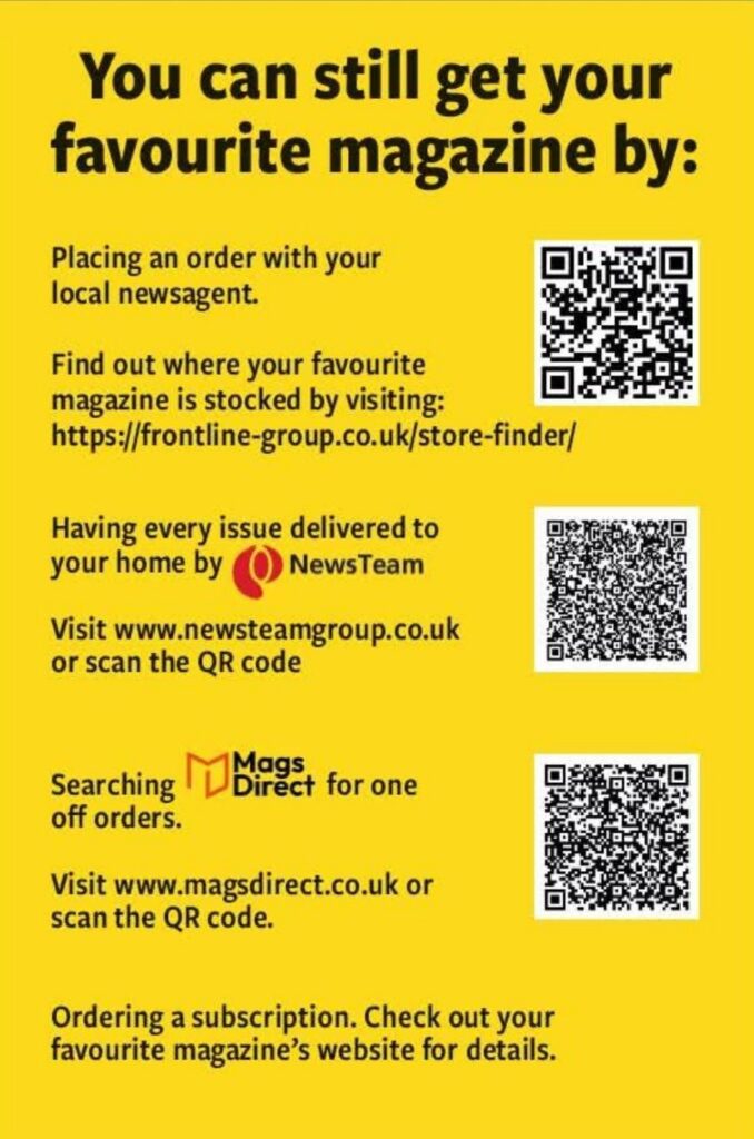 Stewart Dacre works for the Frontline Group, the distribution side of the magazine industry. His company are looking to support readers to continue to find their favourite titles. They have created a leaflet that gives readers various options.
 
1) Suggest they look to order at their local independent newsagent.

2) Check the Frontline store finder, detailing where stores in a given area have been supplied with the titles they distribute, including 2000AD, BEANO and Commando: https://frontline-group.co.uk/store-finder/

3) News Team may be able to deliver any title to the readers home. Check your postcode at newsteamgroup.co.uk

4) Mags direct site offers single issue purchases of titles Frontline distribute: magsdirect.co.uk

5) Looks in the title or on the publisher website to investigate subscription opportunities