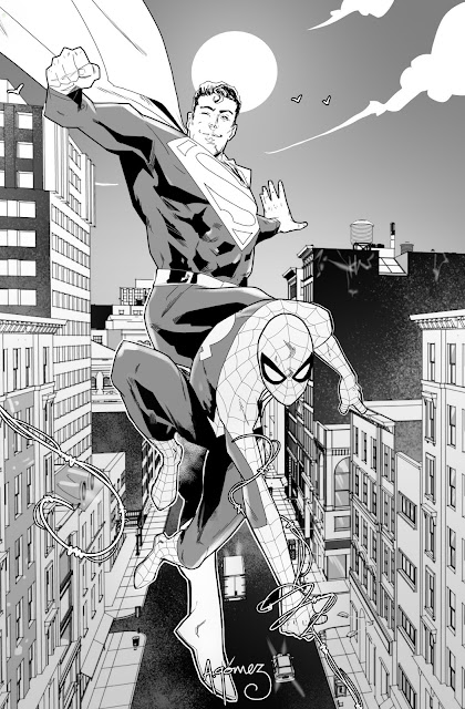 Superman and Spider-man sample art by Alejandro Gómez Martin