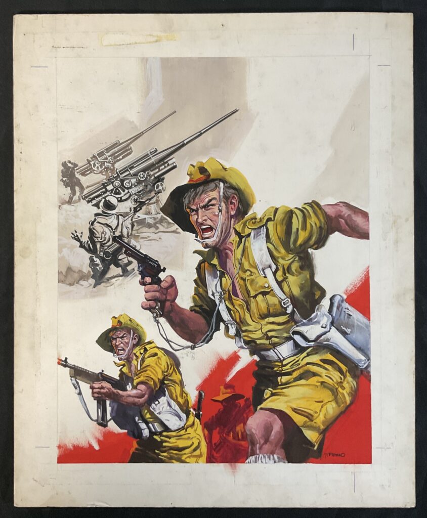 Just one of many stunning war picture library covers in this amazing auction, this one created for War Picture  Library No. 519, "Runaway Heroes" (June 1969), art by Feanco Picchioni, gouache on board