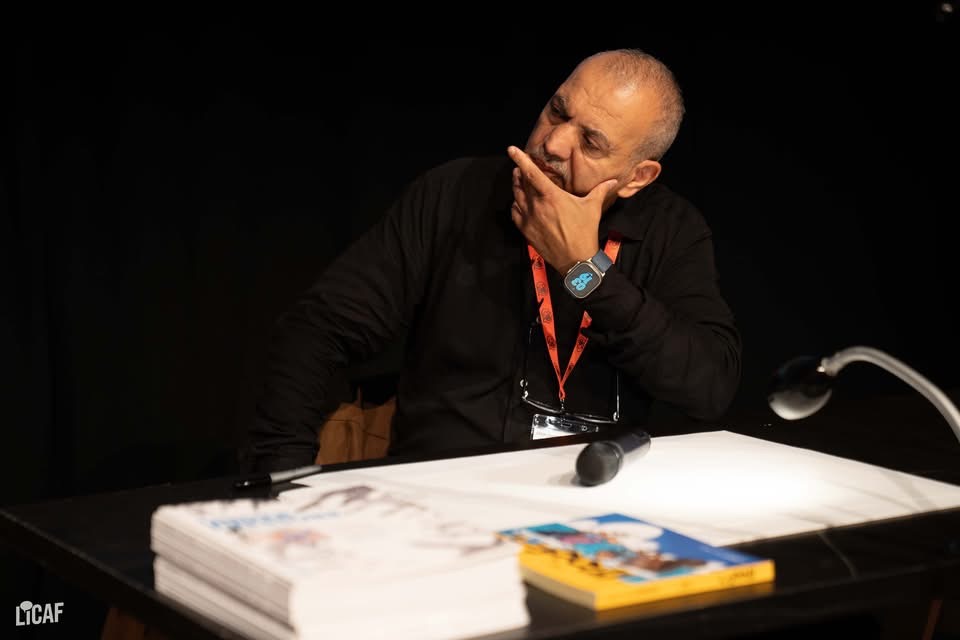 Celebrating Emad Hajjaj! celebrated Jordanian cartoonist Emad Hajjaj, also known as Abu Mahjoob, whose work has documented the trials, tribulations and political realities of the Arab world for decades. In conversation with Terry Anderson of Cartoonists Rights, the session explored the power of political cartoons, freedom of expression and the role of artists in challenging authority. Photos: LICAF/ Power Group 