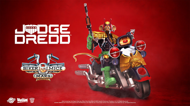 Throttle and his Martian Monster Bike don the iconic Judge Dredd uniform in this new action figure collaboration between Nacelle Toys and Rebellion