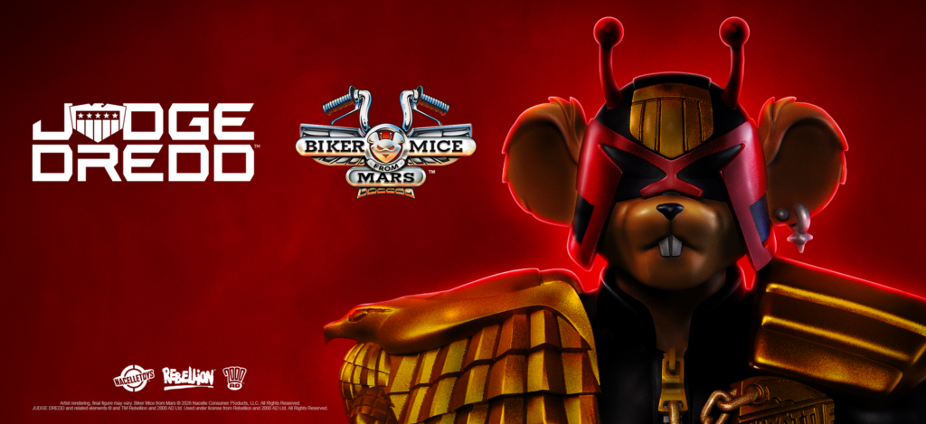 Throttle and his Martian Monster Bike don the iconic Judge Dredd uniform in this new action figure collaboration between Nacelle Toys and Rebellion