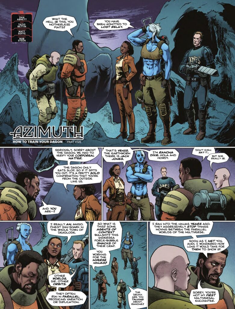 2000AD Prog 2504 - AZIMUTH // HOW TO TRAIN YOUR DAGON
By Dan Abnett (Writer) Tazio Bettin (Artist) Matt Soffe (Colourist) Rob Steen (Letterer)