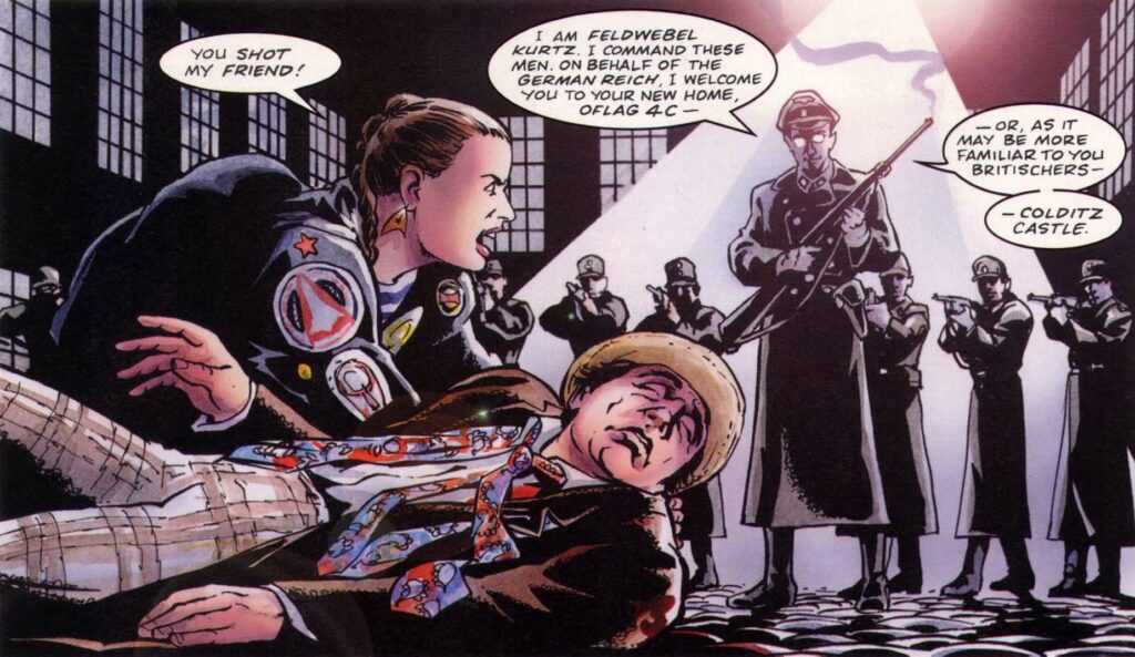 A promotional image for Doctor Who: Colditz by Lee Sullivan, produced for its initial release 