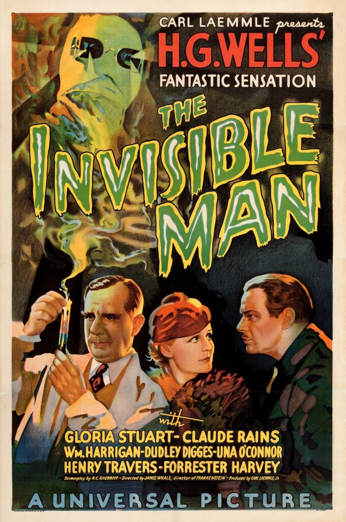 Theatrical release poster for the 1933 film The Invisible Man This is the Style B poster, following the more minimal "teaser" poster