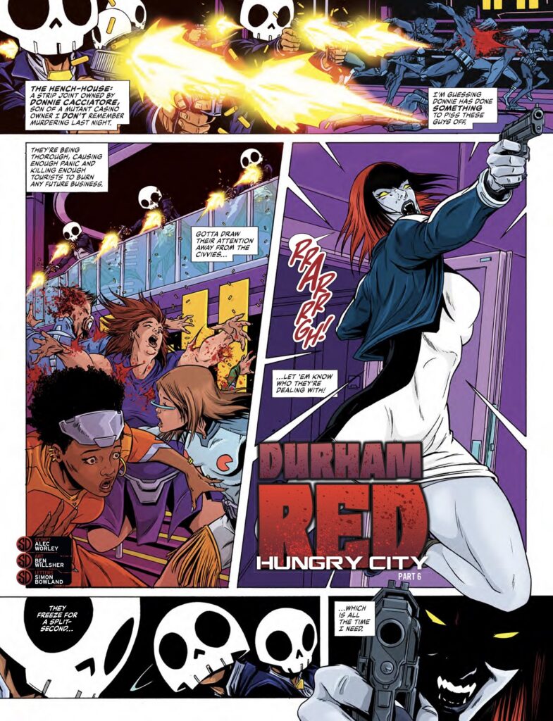 2000AD Prog 2505 - DURHAM RED // HUNGRY CITY
By Alec Worley (Writer) Ben Willsher (Artist) Simon Bowland (Letterer)