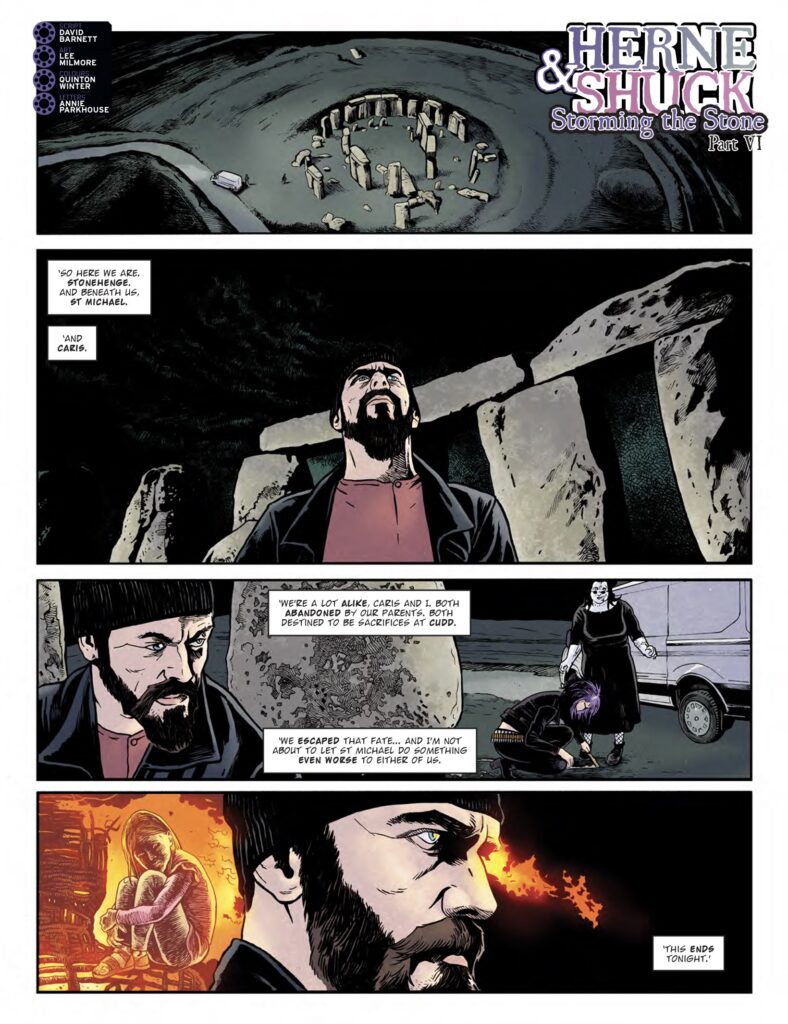 2000AD Prog 2505 - HERNE & SHUCK // STORMING THE STONE
By David Barnett (Writer) Lee Milmore (Artist) Quinton Winter (Colourist) Annie Parkhouse (Letterer)