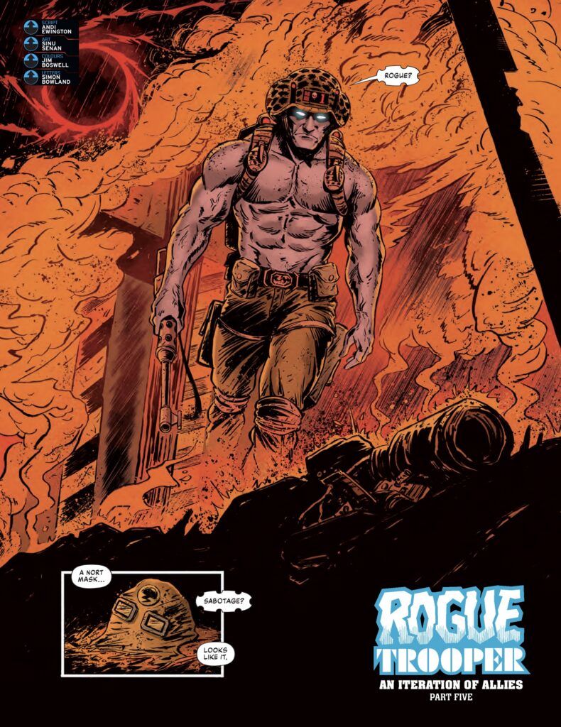 Judge Dredd Megazine 497 - ROGUE TROOPER // AN ITERATION OF ALLIES
By Andi Ewington (Writer) Sinu Senan (Artist) Jim Boswell (Colourist) Simon Bowland (Letterer)