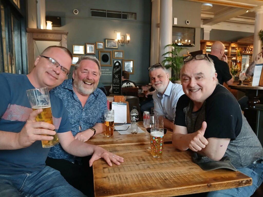 A Volcano Comics gathering! Left to right, John Jackson’s son, Brian Clarke, Ken (aka Junior Jones) and John himself. Photo courtesy John Jackson