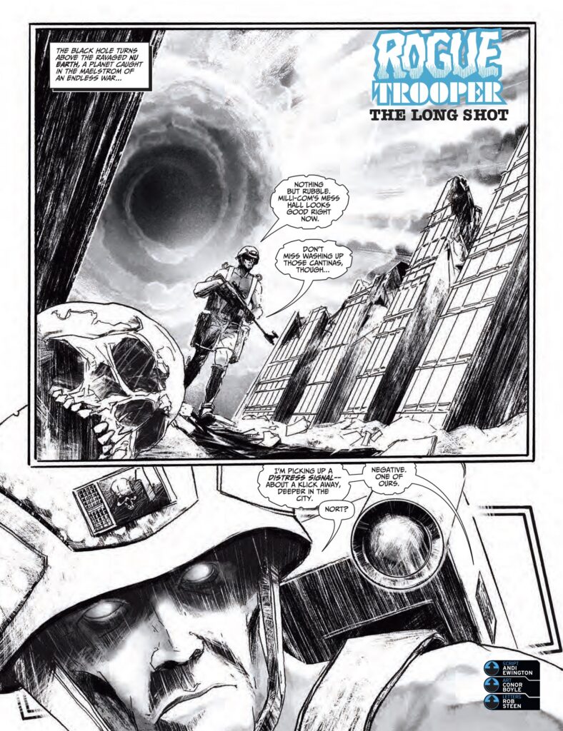 2000AD Prog 2506 - ROGUE TROOPER // LONG SHOT
By Andi Ewington (Writer) Conor Boyle (Artist) Rob Steen (Letterer)