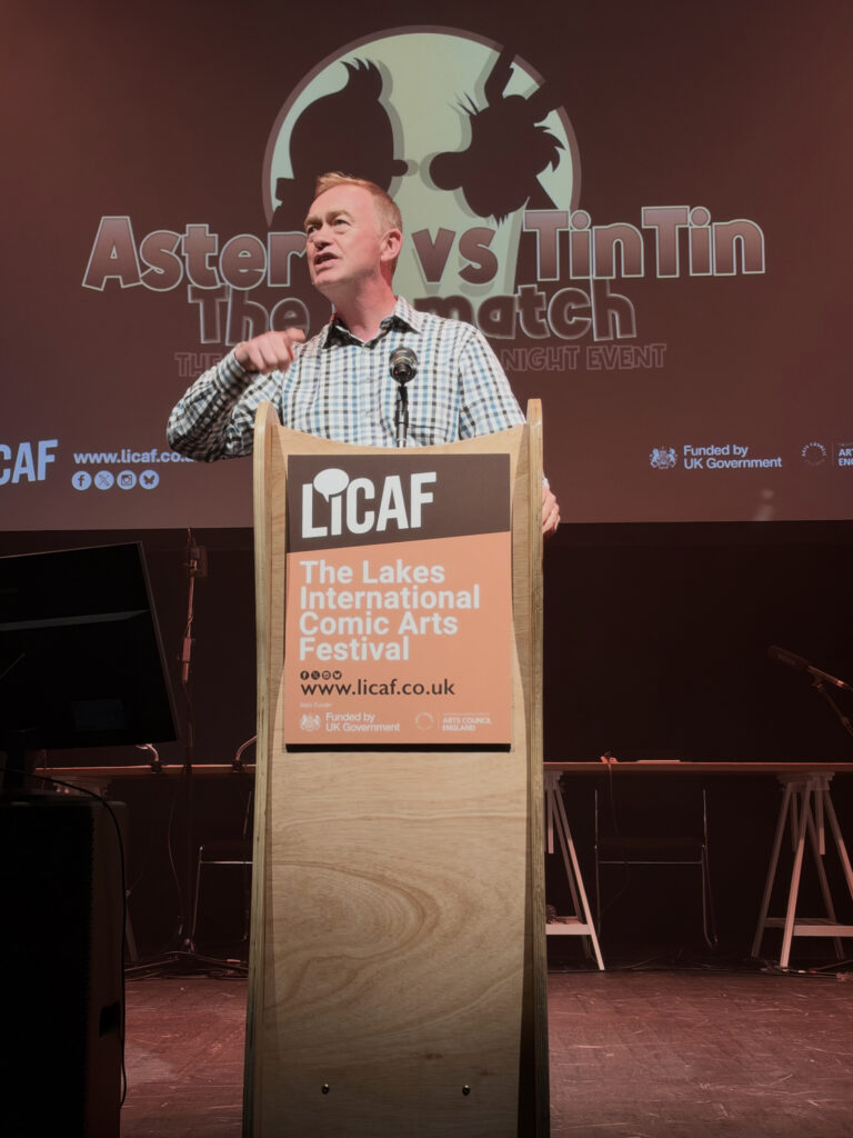 Lakes International Comic Art Festival 2026. Tim Farron MP. Photo: Sim Leech