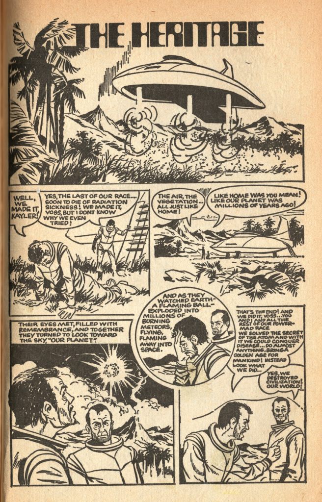 "The Heritage", art by Malcolm Stokes, reprinted from Astounding Stories in Tales From the Galaxies, edited by Amabel Williams-Ellis and Michael Pearson (Piccolo, 1973)