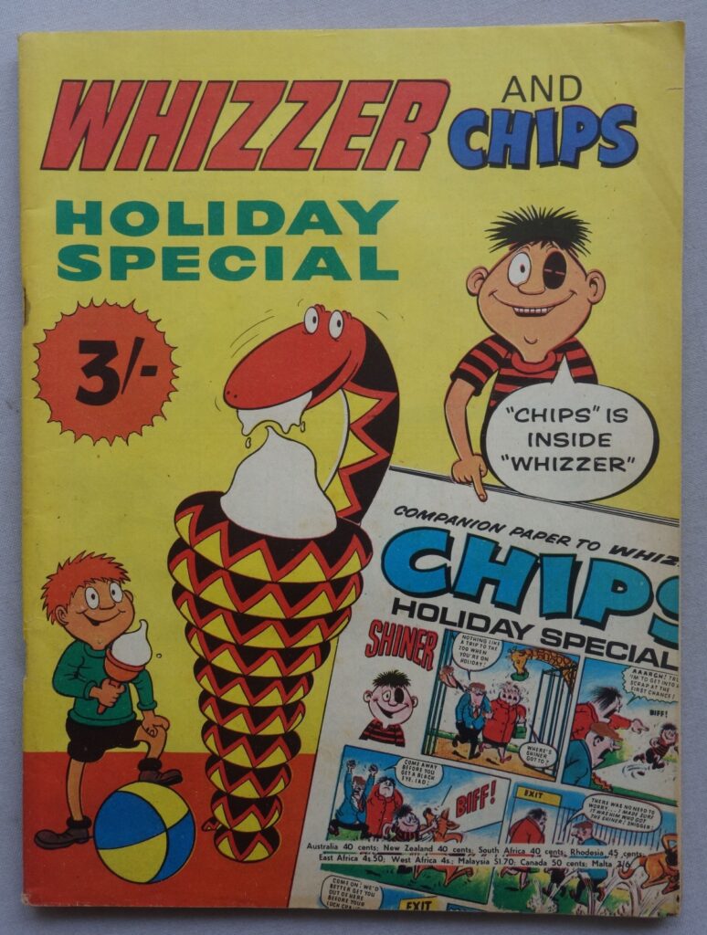 Whizzer and Chips Holiday Special 1970, published by IPC. The first of 26 Whizzer and Chips holiday specials