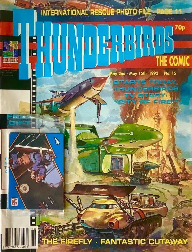 Graham Bleathman’s cover for Thunderbirds the Comic No. 15, reprinted from one of the Thunderbirds calendars published by Engale Marketing in the late 1980s